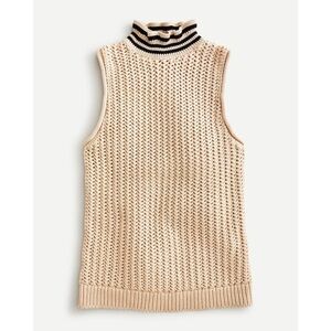 J. Crew Sleeveless Turtleneck Crochet Sweater Medium NWT Tan Black